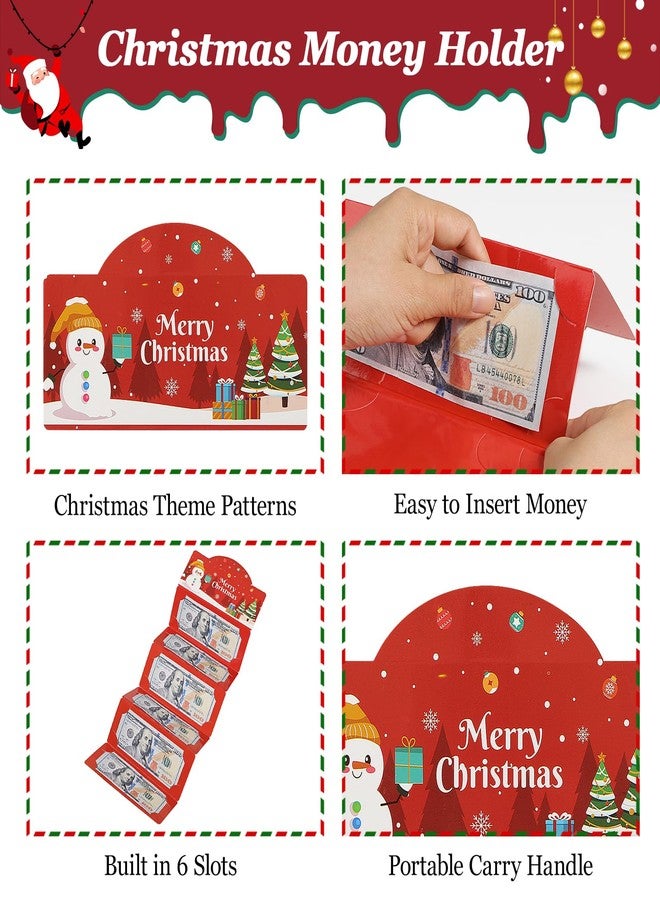 MoKo Christmas Money Holder for Cash, Money Holders for Christmas Gifts, Foldable Gift Card Holder with 6 Slots, Xmas Party Santa Cash Gift Card Supplies, Red - Image 3